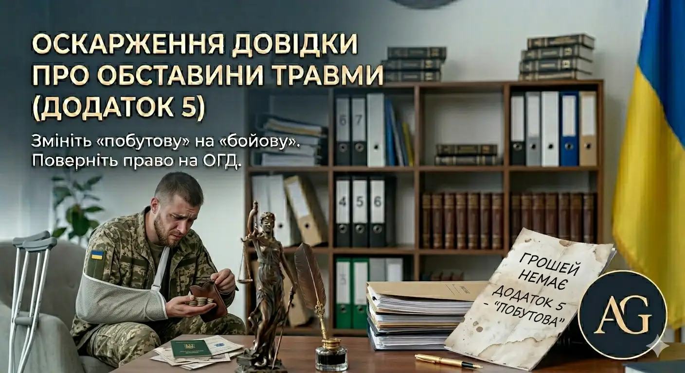 Адвокат Олег Геря — допомога пораненому військовому ЗСУ з оскарженням "побутової" травми у Додатку 5 для отримання ОГД